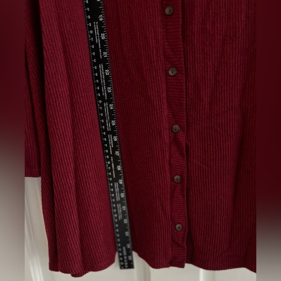 LULUS RED Ribbed Lightweight Cardigan Dress, Size M - Picture 7 of 10